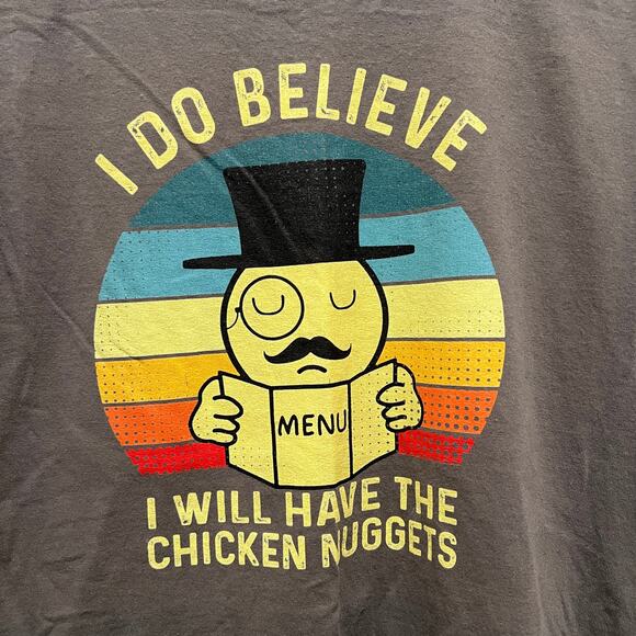 CHICKEN NUGGETS Gray Sz Large Cotton Tee Shirt S/S Graphic Print Funny Joke - Picture 2 of 4